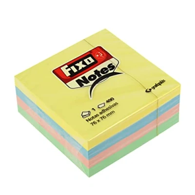 Imagen de Fixo Notes 65005493. Cubo de Notas Adhesivas, 400 Hojas, 76x76mm, Colores Pastel