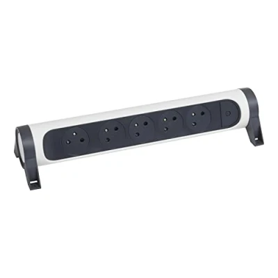 Imagen de LEGRAND Regleta giratoria con Interruptor de indicador LED, 5 Tomas Superficie Tierra, sin Cable, Enchufe, Color Blanco y Gris Oscuro