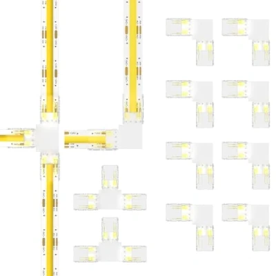 Imagen de PAUTIX Conectores de CCT Cob LED tira luz para 3 pines 10mm ancho ajustable Cob, 8 piezas en forma L y 2 T