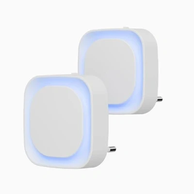 Imagen de YUNLEX Luz Noche con Enchufe 2 Piezas LED Nocturna Infantil Sensor Crepuscular, Brillo de nivel 3, Muy adecuado para habitaciones niños, Escalera, Dormitorio, Cocina, Baño, Azul