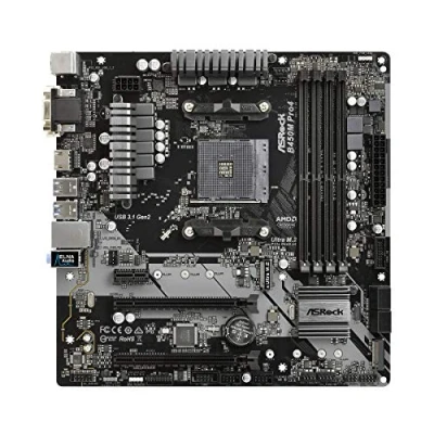 Imagen de Asrock B450M Pro4 90 MXB8F0 A0UAYZ Placa de Base, Color Negro