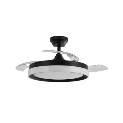 Imagen de Abrila Ventilador DC ZENIT Color Negro con tres Aspas Desplegables 6 Velocidades Ajustables 3 Temperaturas de Luz Mando a Distancia Incluido