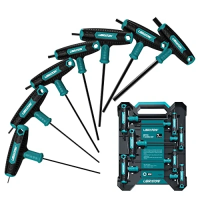 Imagen de LIBRATON Llave con mango en T, Juego de hexagonal T 7pz, Allen métrica empuñadura Destornilladores para reparación automóviles y bicicletas, 2.5 10mm