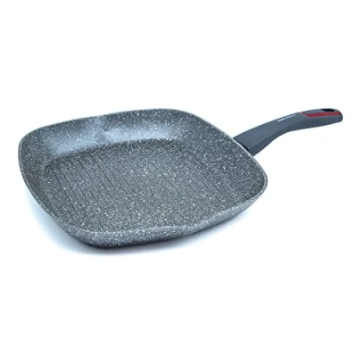 Imagen de 3 Claveles Sartén grill de 28x28x4,5 cm diámetro Aluminio Forjado con Inducción Total Antiadherente y Mango Baquelita Válida para Todo Tipo Fuegos