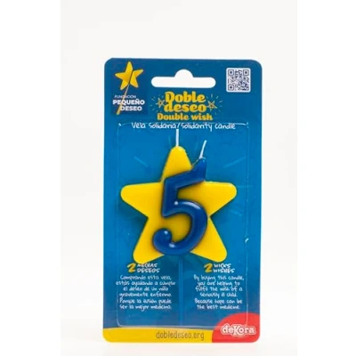 Imagen de Vela Cumpleaños Solidaria Velas Especiales de Estrella Doble Deseo para Ayudar a Niños Enfermos Número 5