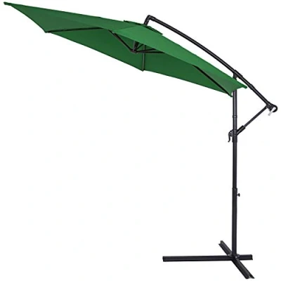 Imagen de Sombrila de jardín verde Ø330cm UV50+ inclinable con base