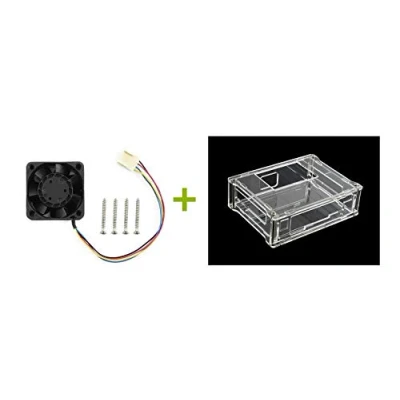 Imagen de Waveshare Acrylic Clear Case (Type A) and Dedicated Cooling Fan for Jetson Nano Developer Kit PWM Speed Adjustment Strong Air
