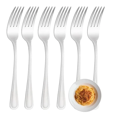 Imagen de YS FAMILY Pack 6 Tenedor de Mesa Acero Inoxidable Diseño Línea, Elegancia y Funcionalidad para Cada Ocasión, Cubiertos Alta Gama Hogar Restaurante, 19.8x2.5CM