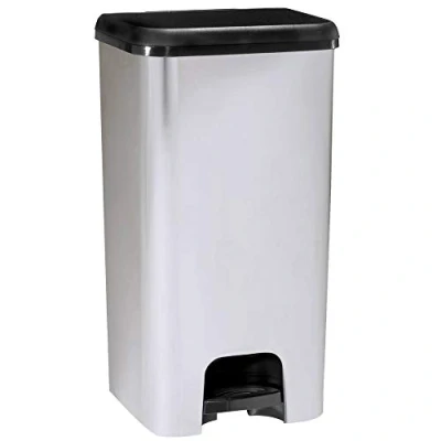 Imagen de COM FORT HOUSE Cubo de Basura con Pedal Capacidad 37 litros Reciclaje Color Metalizado Orgánico Cocina 1 unidad Piezas Extraíbles Limpieza Fácil