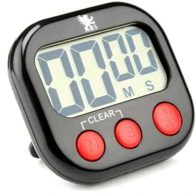 Imagen de H&amp;S Temporizador de Cocina Digital Cronometro Magnético con Pantalla LCD Grandes Dígitos y Alarma Sonora Timer Pila AAA Incluida