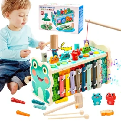 Imagen de Juguetes Niños 1 2 3 4 Años, Montessori 6 en Juegos con Juego de Martillo/Pesca/Xilófono, Educativos Años,Regalos y Niñas