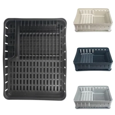 Imagen de KADAX escurreplatos de cocina rectangular con soporte para cubiertos, secador platos bandeja goteo, cocina, (negro)
