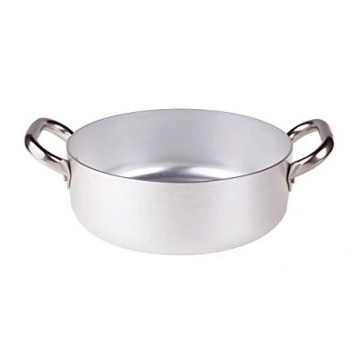Imagen de Pentole Agnelli ALMA10626 Sartenes de aluminio profesional 3 mm, cacerola baja con 2 asas, 5.3 L