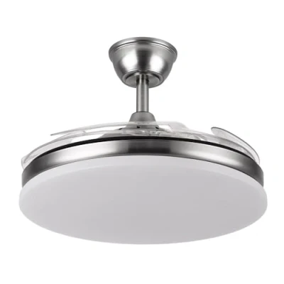 Imagen de ABRILA Ventilador DC Tridente 59W Niquel 4 Aspas Desplegables Luz LED Regulable Control Remoto + Temporizador