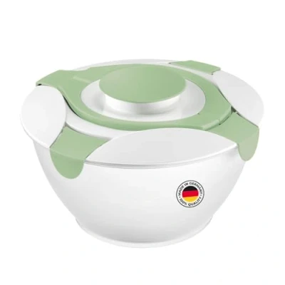 Imagen de Westmark recipiente para ensalada con asas de transporte y contenedor aderezos, capacidad: 6,5 litros, plástico, Praktika, transparente/blanco/verde, 2422227M