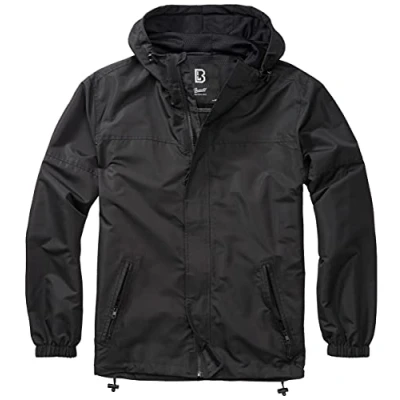 Imagen de Brandit Chaqueta cortavientos de verano con cremallera para lluvia Army, Negro, XL