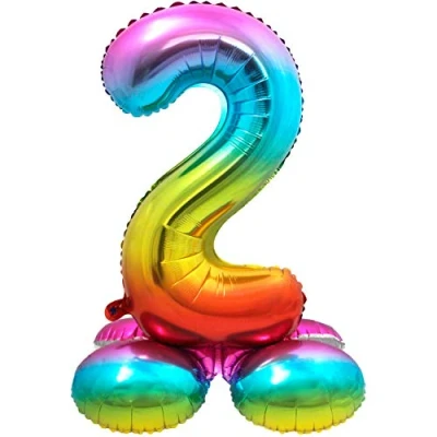 Imagen de Folat Number Globo de plástico Rainbow con base Número 2 aprox. 81 cm, color, costumes (8714572642927)