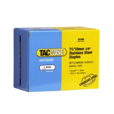 Imagen de Tacwise 0375 Grapas de Acero Inoxidable 71/10mm, Caja 20,000 Inclinados 71/10mm