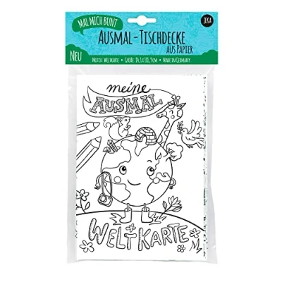 Imagen de Mantel de papel para colorear, Motivo: Mapamundi, Colorear Dibujos Decoración fiestas cumpleaños, Actividades infantiles