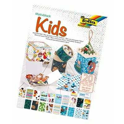 Imagen de Folia 48949 Bloc infantil (270 g/m², aprox. 24 x 34 cm, hojas surtidas en 20 diseños diferentes, multicolor
