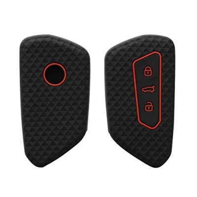Imagen de kwmobile Funda Compatible con VW Golf 8 Llave de Coche 3 Botones Carcasa Protectora Silicona para Case en Negro/Rojo