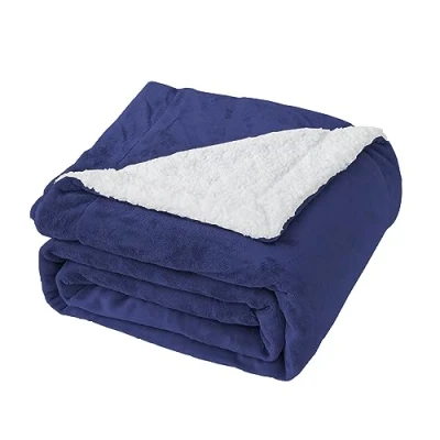 Imagen de Good Nite Manta Reversible de Forro Polar Sherpa 130 x 150 cm, poliéster esponjosa, Suave y cálida para la Vida en el hogar Viajes (Azul Marino, Individual)