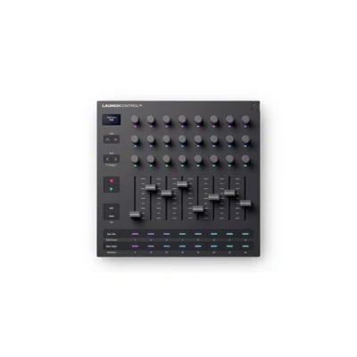 Imagen de Novation Launch Control XL 3: alimentación USB, superficie MIDI y Mixer para DAW e integración de hardware con 8 faders, 24 codificadores continuos, E/S 5 pines paquete software musical