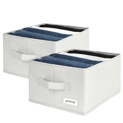 Imagen de 4CONVY organizador de pantalones para armario resistente [2024 MATERIAL MEJORADO] 2 unidades organizadoras reforzadas y rígidas con grandes compartimentos guardar