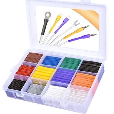 Imagen de Pointool kit de tubo termoretractil, relación 2:1, 12 tamaños, surtido tubos termorretráctiles para reparaciones cables, soldadura, cableado automotriz, múltiples colores, 650 piezas