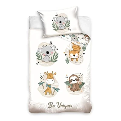 Imagen de ropa de cama infantil 100 x 135 cm, 40 60 100% algodón, animales del zoológico, koala, para niñas y niños (animales)