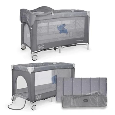 Imagen de ms Cuna de Viaje con Dos Alturas, hasta 15 kg, Altura recién Nacido, Apertura Lateral, Ruedas, colchón, Cambiador Bebe, Bolsa Transporte, Plegable y Regulable