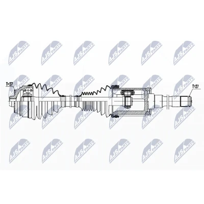 Imagen de NTY NPW BM 180 Árbol de Transmisión Eje trasero, derecha 875 automática BMW: 5 Berlina
