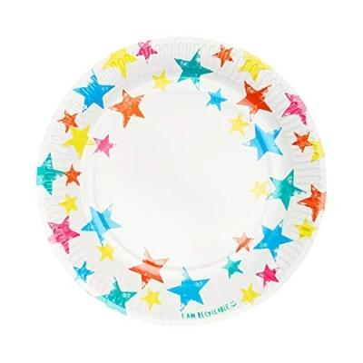Imagen de Talking Tables Paquete de 12 platos papel estrellas colores Inicio Reciclable, Ecológico, Unisex Vajilla desechable para cumpleaños niños, picnic, barbacoa, artesanía