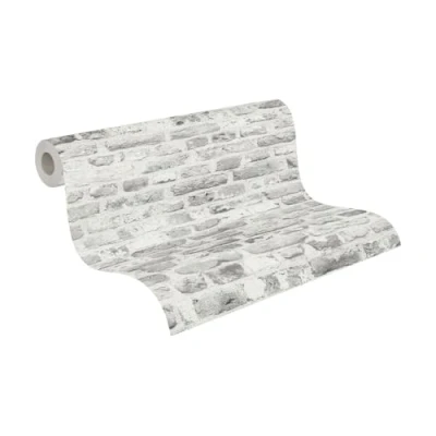 Imagen de A.S. Création Papel pintado con apariencia de ladrillo en gris y blanco pared para diferentes espacios 10,05 m x 0,53