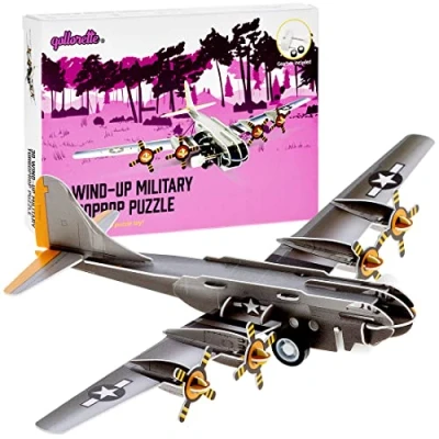 Imagen de qollorette Juguetes de Cuerda Vehiculos Construccion Juguete Educativos Aviones Montados Militares para Niños 3D Puzzle en Miniatura y Niñas