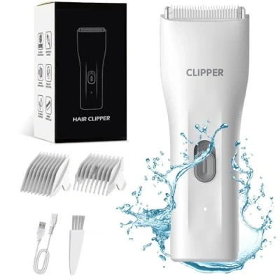 Imagen de Favrison recortadora de vello corporal para hombres y mujeres, mini peluquería corporal, púbico axilas, pecho, ingle, con hoja seguridad, impermeable, uso en seco