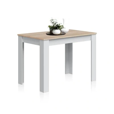 Imagen de Habitdesign Mesa Auxiliar Fija, Comedor o Cocina, Acabado en Color Blanco Artik y Roble Canadian, Modelo Cloe, Medidas: 109 cm (Ancho) x 67 (Fondo) 78 (Alto)