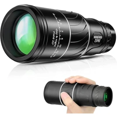 Imagen de monocular compacto HD de alta potencia, telescopio 16 x 52, zoom óptico doble enfoque para teléfono móvil, prisma BAK4 observación aves, camping, viajes,