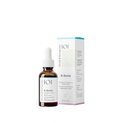 Imagen de Geek &amp; Gorgeous B Bomb Suero B3 con 10% de Niacinamida, alta dosis, actúa contra los poros y las impurezas agrandadas, ideal para el tratamiento del acné, la piel combinada grasosa, 30 ml