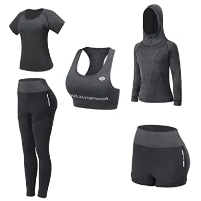 Imagen de JULY&#039;S SONG Conjunto Deportivo Mujer Yoga 5 Piezas Conjuntos Deportivos para Fitness Deporte Chándales Ropa de Correr Gimnasio Ejercicio