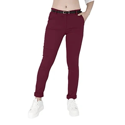 Imagen de Jophy &amp; Co Pantalón de mujer chino con cinturón (cód. 3008), burdeos, M