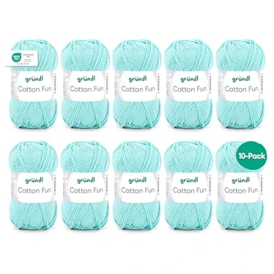 Imagen de Gründl Hilo de tejer algodón, menta, 8 cm, 10 x 50g