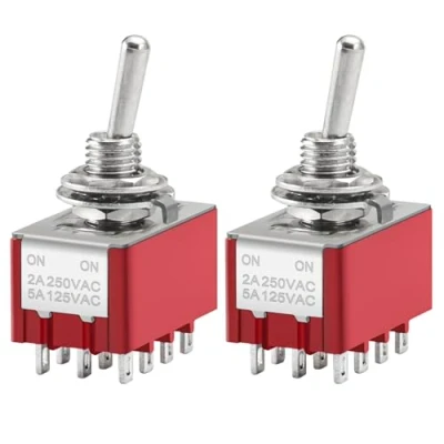 Imagen de Heschen Interruptor de palanca miniatura MTS 402 ON 4PDT 12 pines, 2 A, 250 V, 5 120 paquete