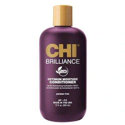 Imagen de CHI Deep Brilliance Optimum Moisture Acondicionador Hidratación óptima para cabello rizado Cancela el frizz Sin parabenos, 355 ml
