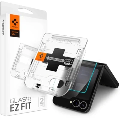 Imagen de Spigen EZ Fit Cristal Templado Clear Protector De Pantalla Samsung Galaxy Z Flip 6 Paquete 2