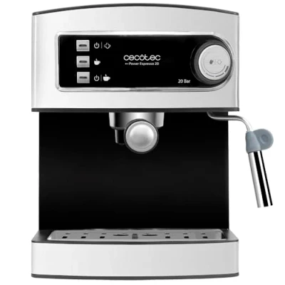 Imagen de Cecotec Cafetera Express Café Espresso y Cappuccino Power Espresso. 20 Bares de Presión, Vaporizador Orientable, Brazo con Doble Salida, Calientatazas, Capacidad 1,5L, Incluye Cuchara Prensadora