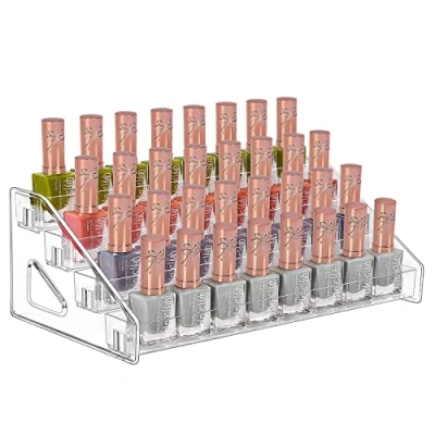 Imagen de JessLab Organizador de Esmaltes Uñas, 4 Nivel Transparente Acrílico Estante Uñas Soporte Aceites Esenciales Vitrina Cosmética Maquillaje para Encimera Tocador Baño