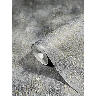 Imagen de marburg Hayley 82240 Papel pintado para salón, dormitorio o cocina, 10,05 m x 0,53 m, color gris