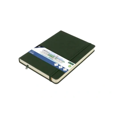 Imagen de Kangaro Art Forest Green Cuaderno de bocetos (tamaño A5, tapa dura, 80 hojas, 140 g, papel color crema con banda elástica y cinta)