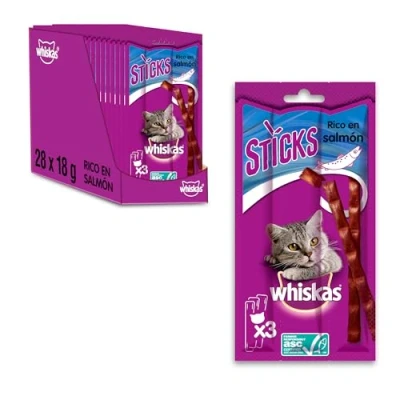 Imagen de Whiskas Aperitivo para Gatos en palitos, con Diferentes sabores, una Experiencia de Sabor Irresistible, Muchas vitaminas y minerales